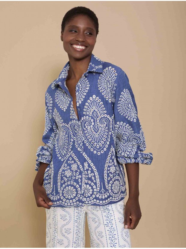 Camisa bordado suizo