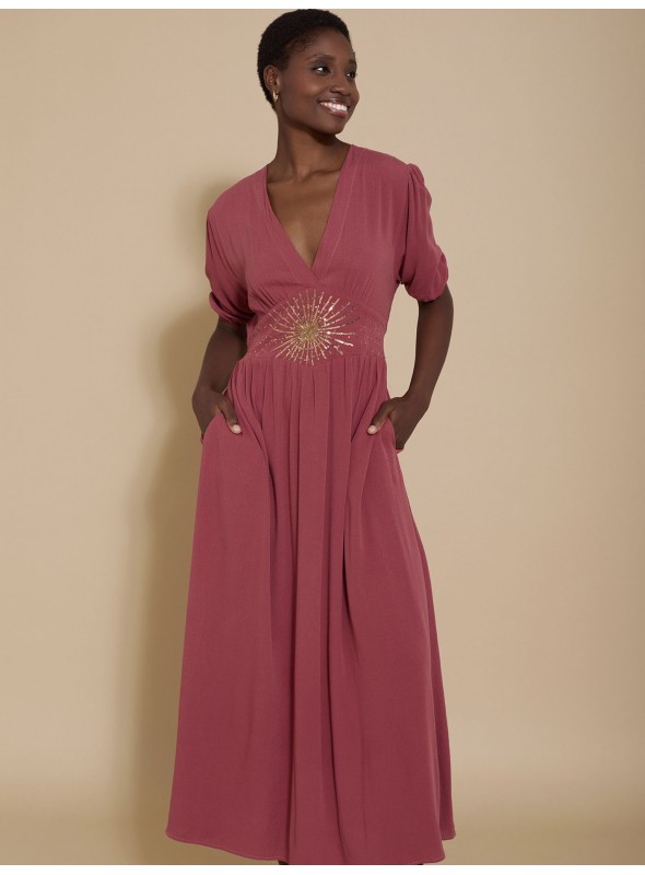 Vestido largo con fajin
