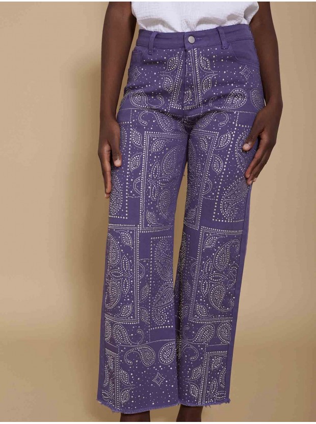Pantalón denim strass