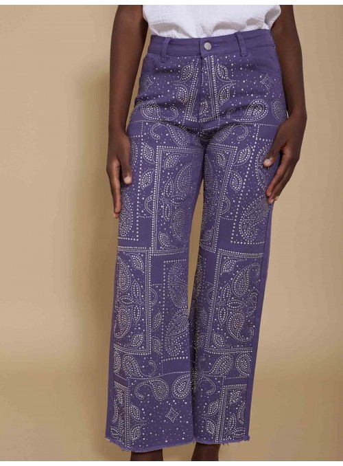 Pantalón denim strass