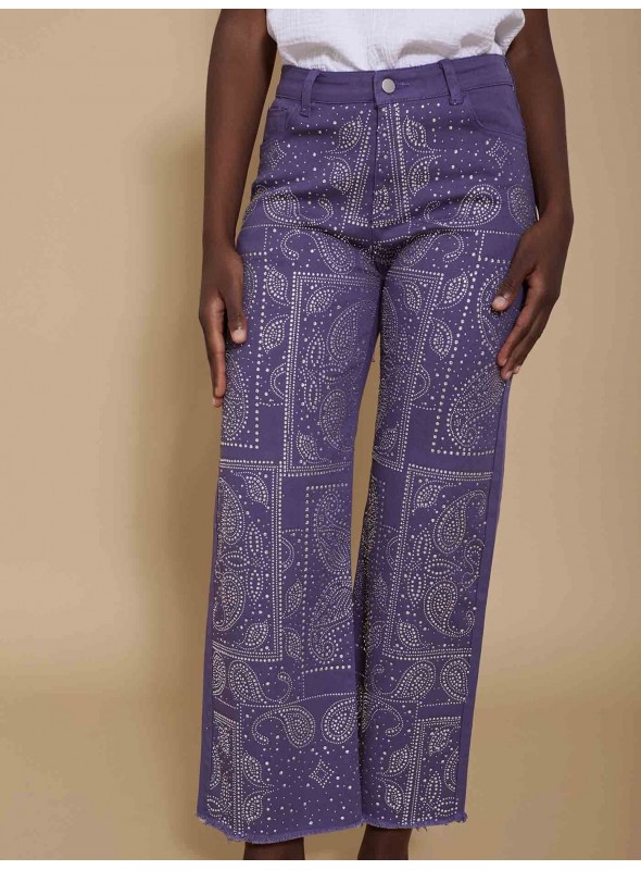 Pantalón denim strass