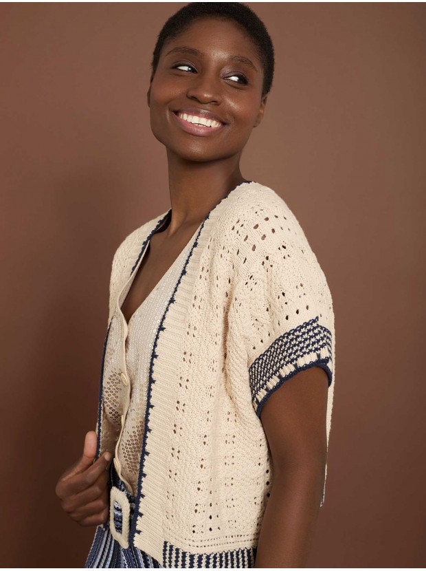 Cardigan corto bicolor