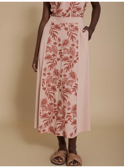 Falda midi bordado floral