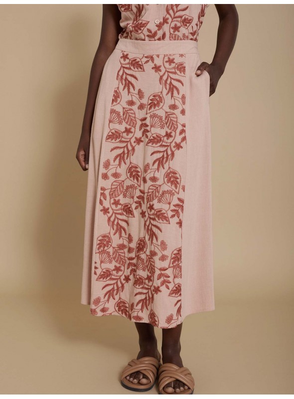 Falda midi bordado floral