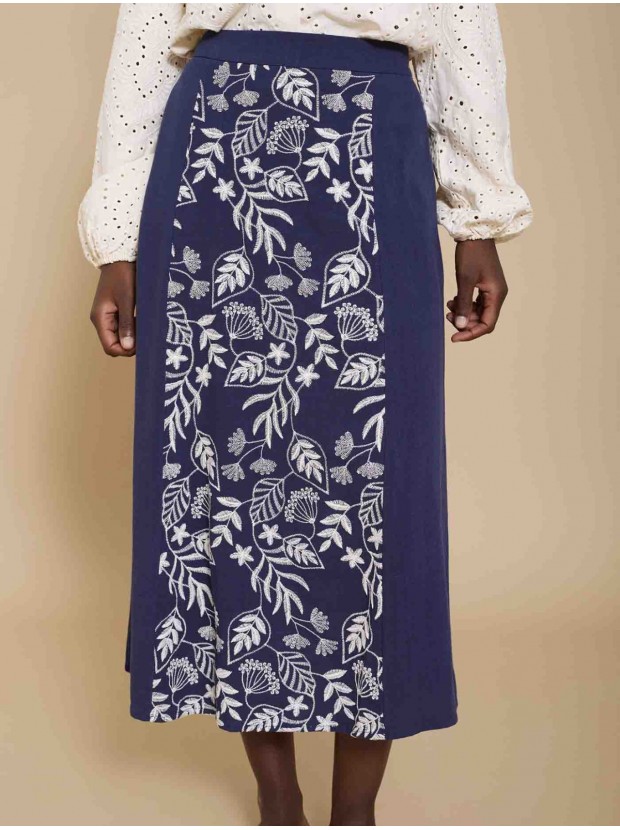 Falda midi bordado floral