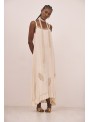 Vestido largo liso bordado