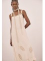 Vestido largo liso bordado