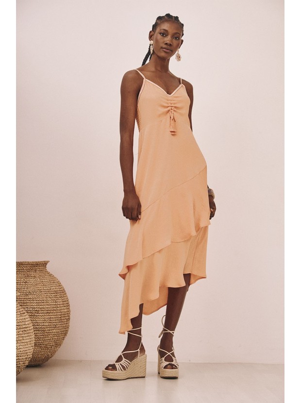 Vestido tirantes volantes asimétricos