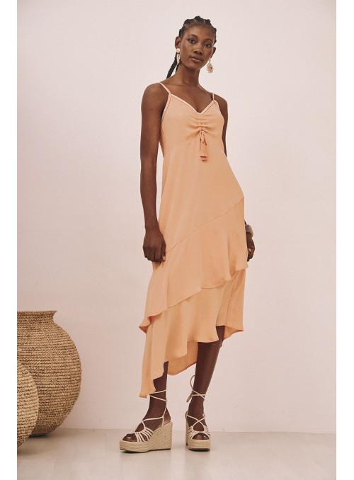 Vestido tirantes volantes asimétricos