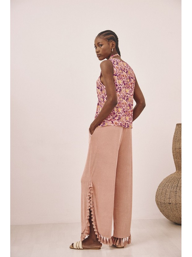 Pantalón fluido flecos