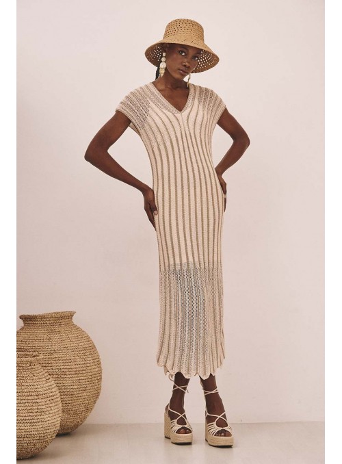 Vestido largo tricot lurex