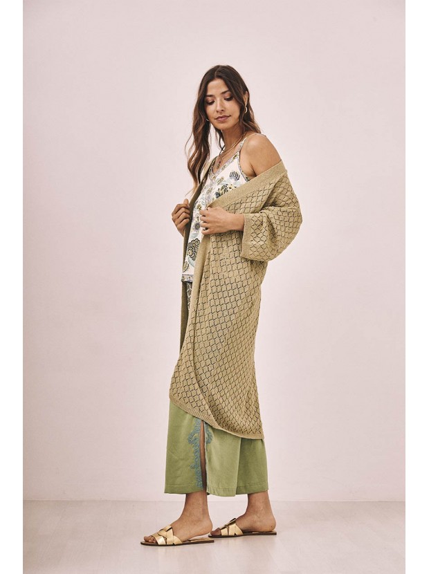 Kimono largo punto mix calados