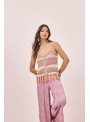 Top punto rayas detalle flecos