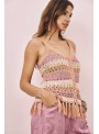 Top punto rayas detalle flecos