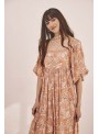 Vestido largo estampado bordado