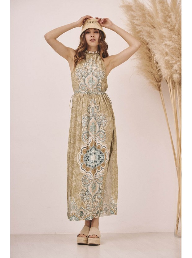 Vestido halter estampado posicional
