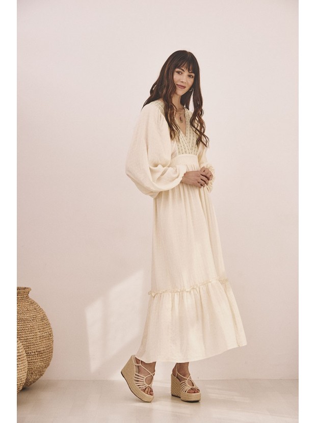 Vestido algodón bordado