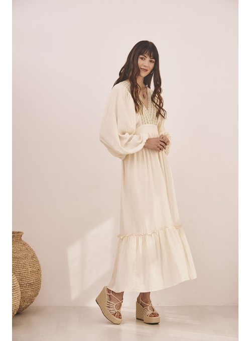 Vestido algodón bordado