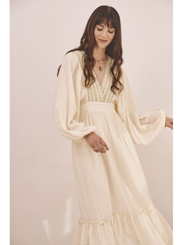 Vestido algodón bordado