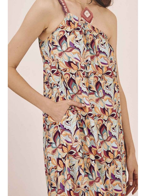 Vestido viscosa midi asimétrico