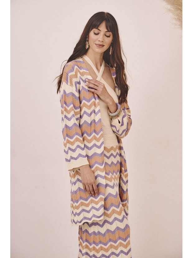 Kimono largo de punto zigzag
