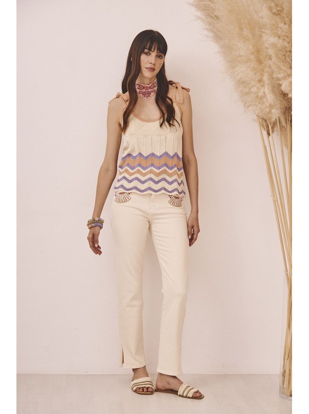 Top punto detalle zigzag