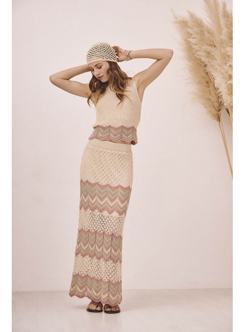 Top punto jacquard zig zag