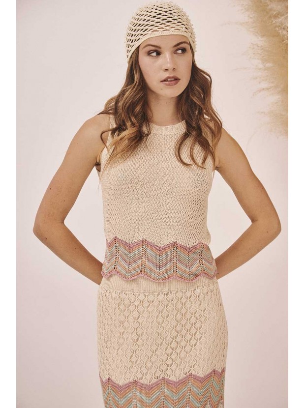 Top punto jacquard zig zag