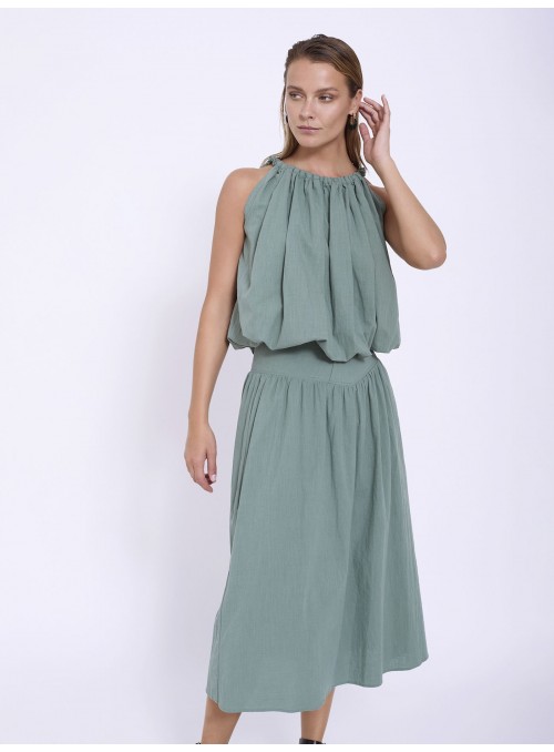 Falda midi frunce