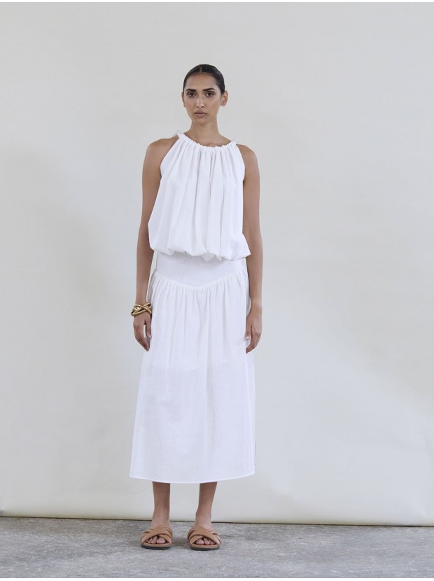 Falda midi frunce
