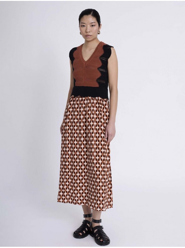 Vestido bimateria estampado