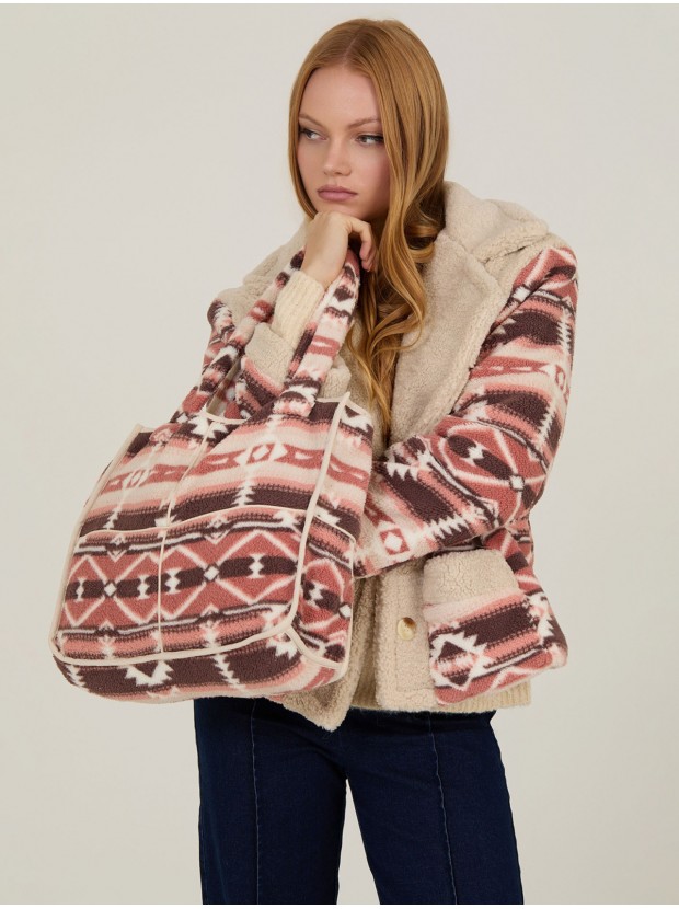 Bolso de borreguito estampado