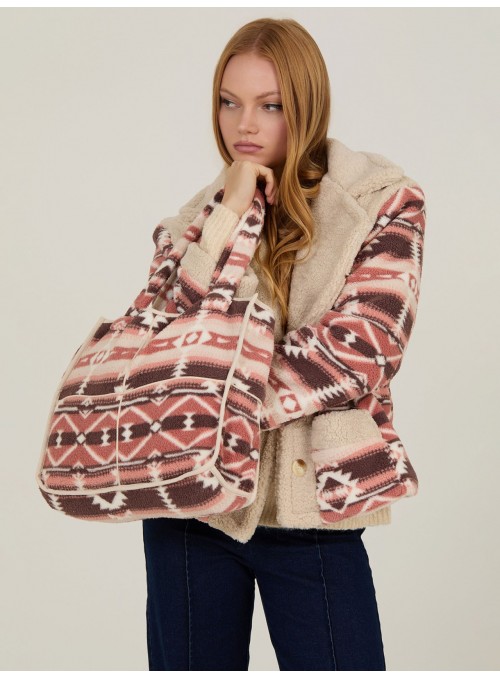 Bolso de borreguito estampado