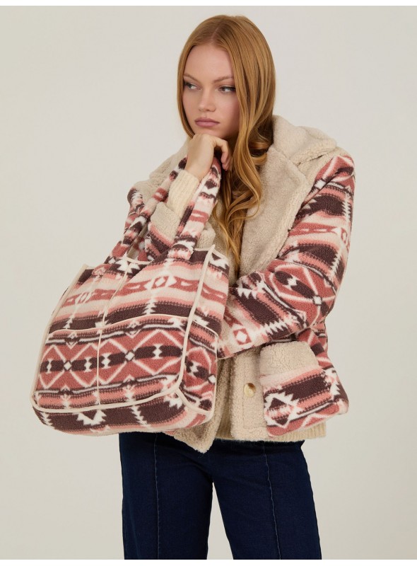 Bolso de borreguito estampado