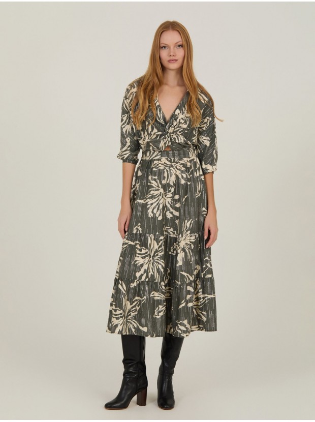 Vestido largo escote nudo