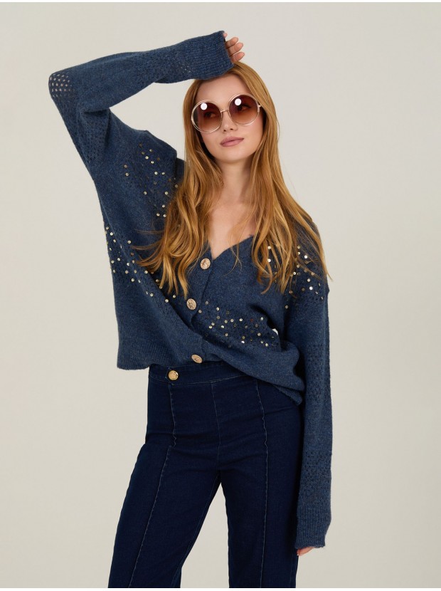 Cardigan con lentejuelas