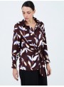 Blusa flores satinada