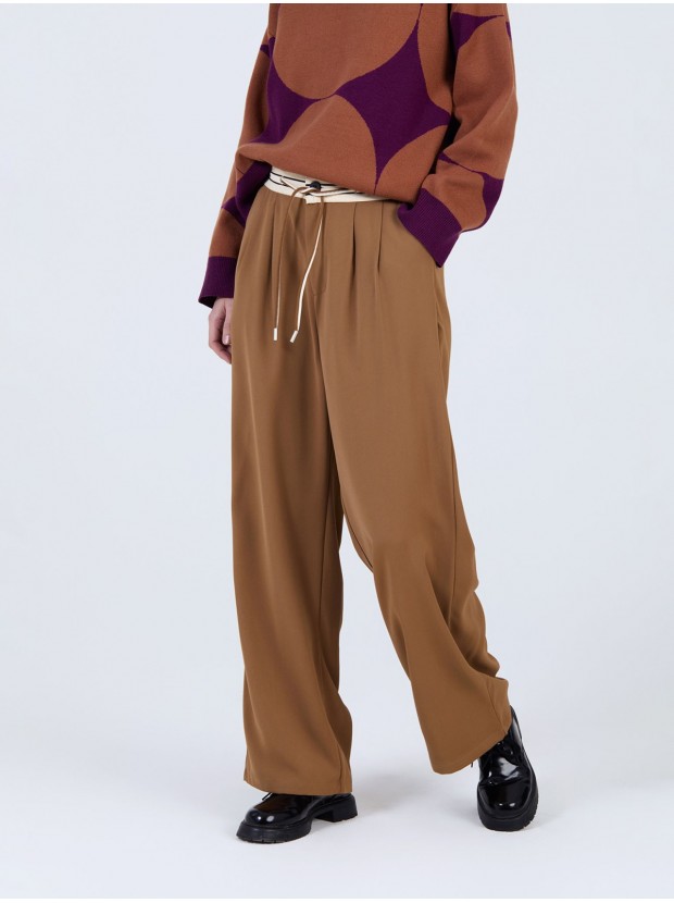 Pantalón cinturilla contraste