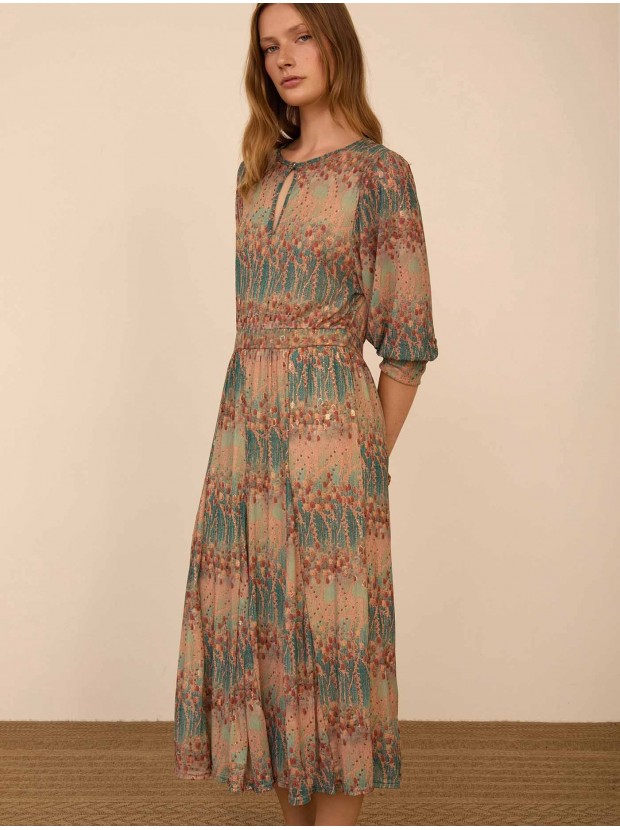 Vestido midi tul estampado