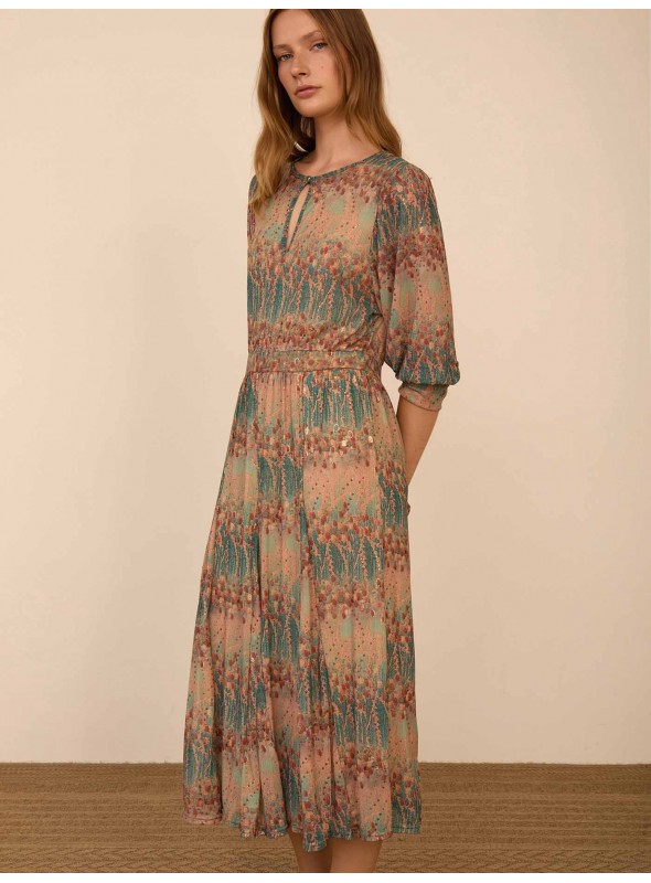 Vestido midi tul estampado