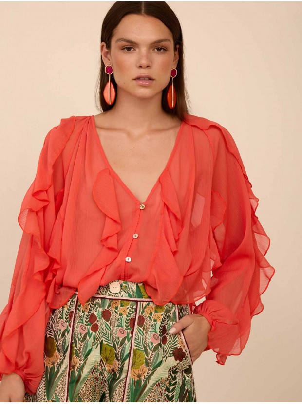 Blusa de gasa volantes