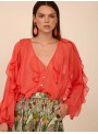 Blusa de gasa volantes