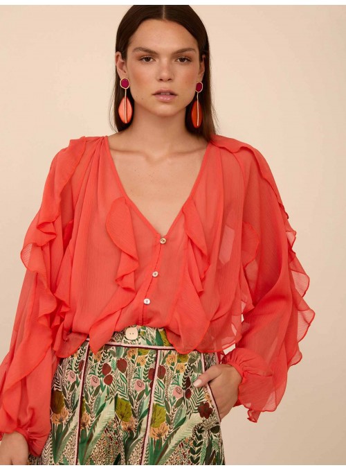 Blusa de gasa volantes