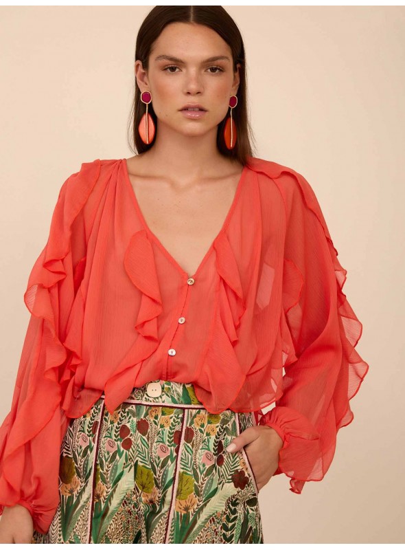 Blusa de gasa volantes