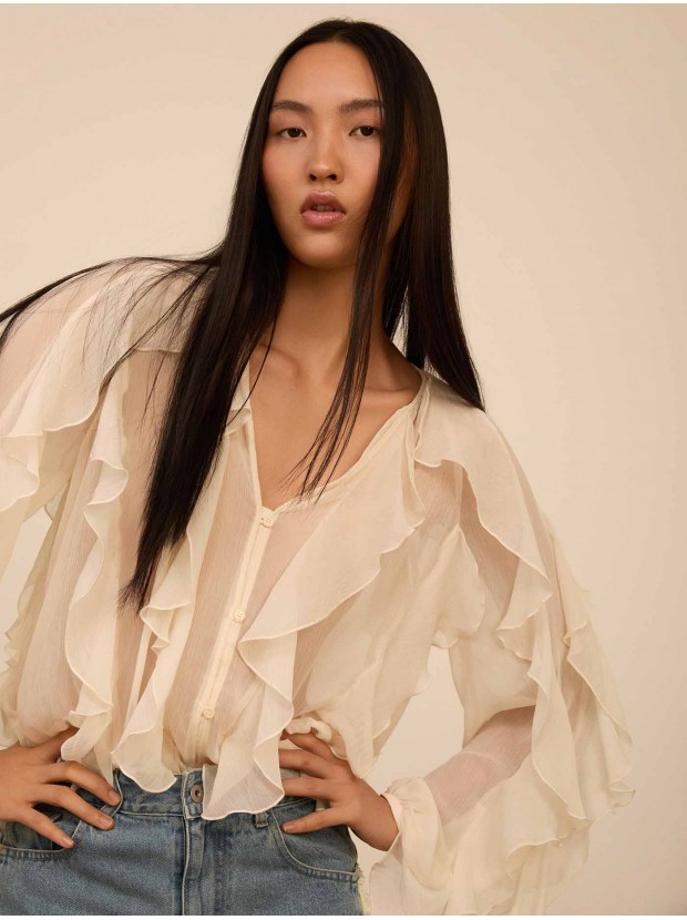Blusa de gasa volantes