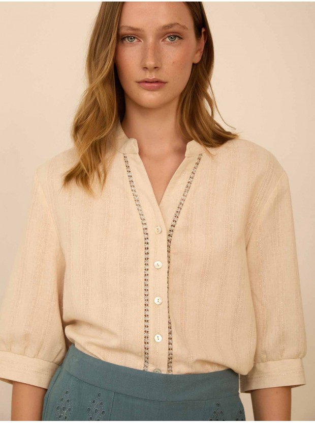 Blusa de lino con lúrex