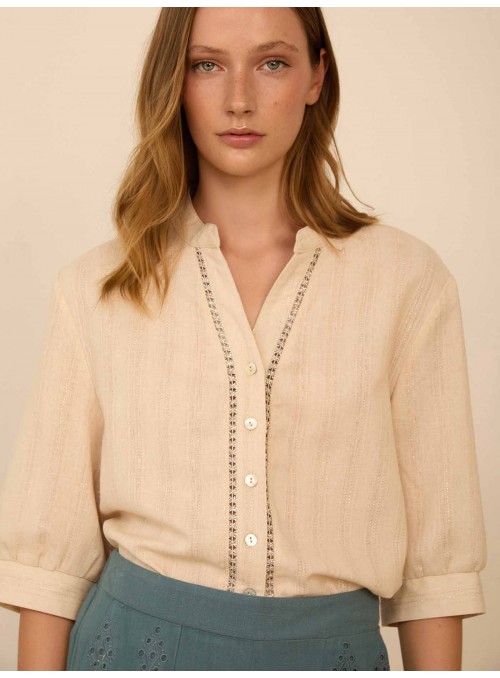Blusa de lino con lúrex