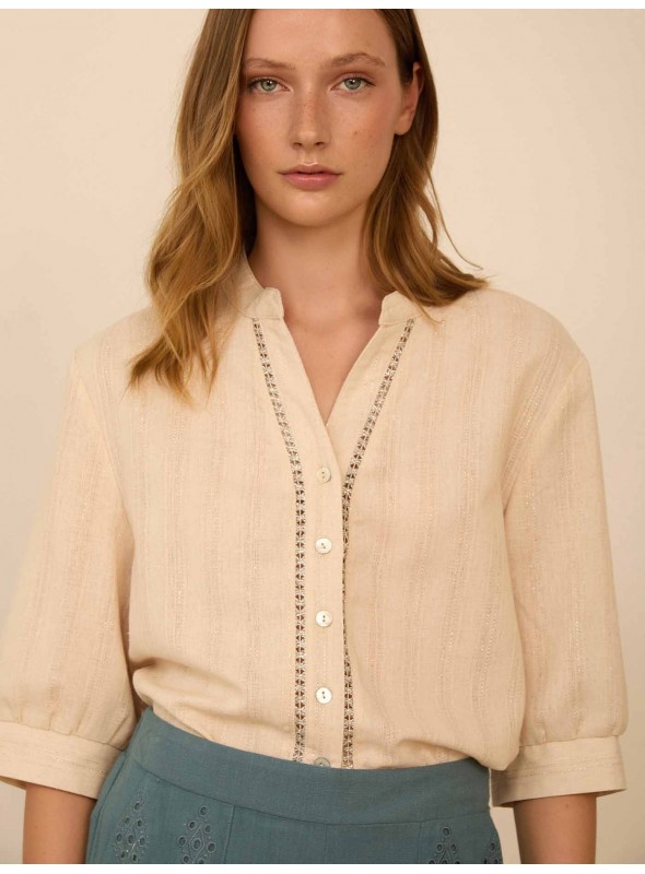 Blusa de lino con lúrex