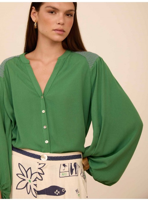 Blusa smock contraste