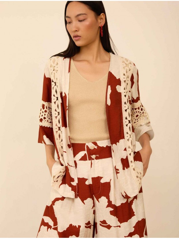 Kaftan corto estampado